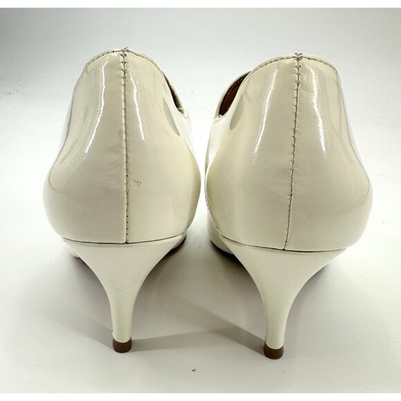 TORY BURCH georgina bootie shoes heels patent leather ivory pointed toe 7.5 - Picture 8 of 11